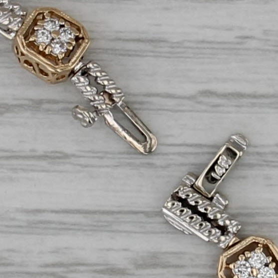 1ctw Diamond Bead Bar Links Bracelet 14k White Yellow Gold 7.25"