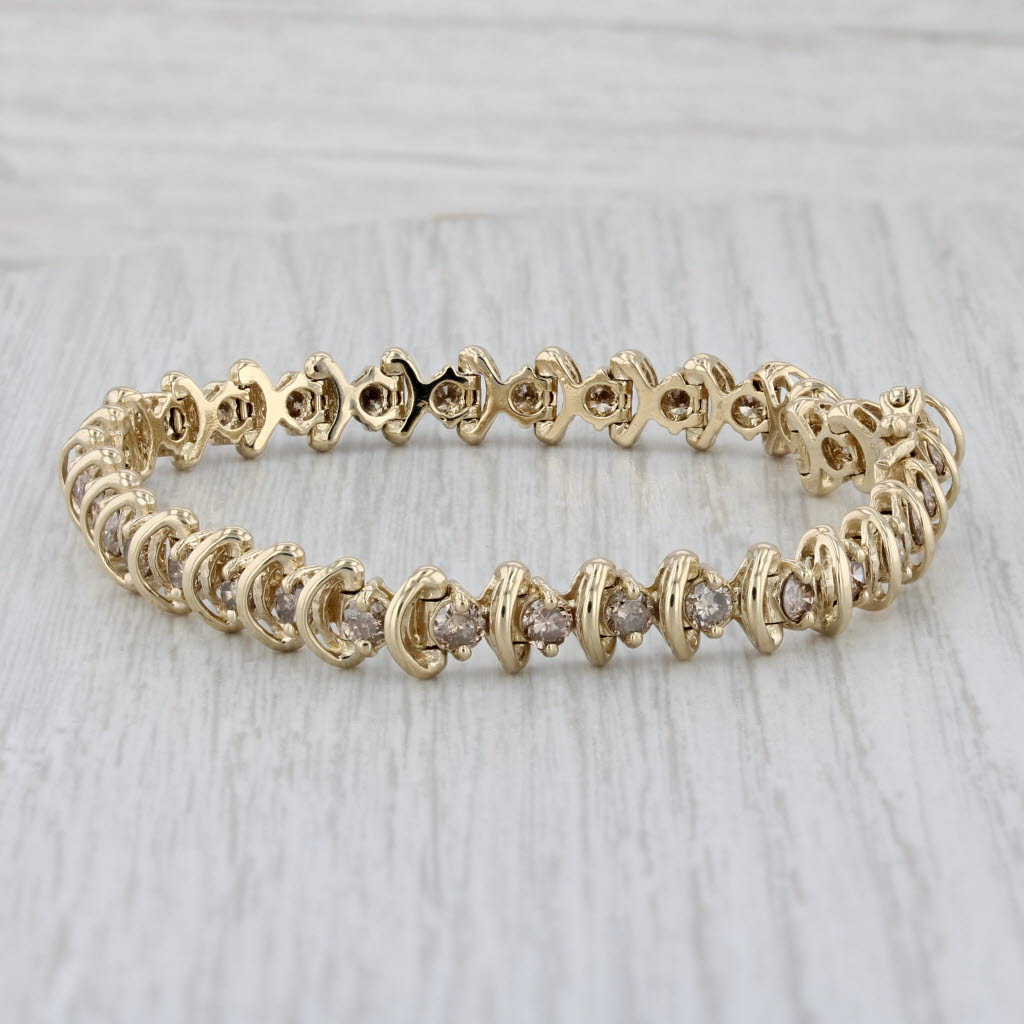 Gray 4.75ctw Diamond Tennis Bracelet 14k Yellow Gold 7.25" 7.4mm