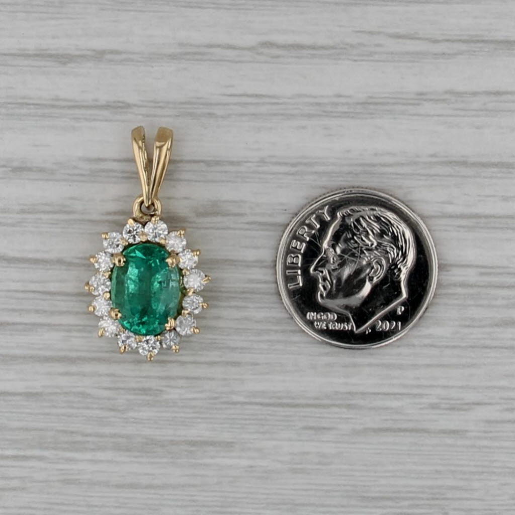 2.70ctw Oval Emerald Diamond Halo Pendant 14k Yellow Gold