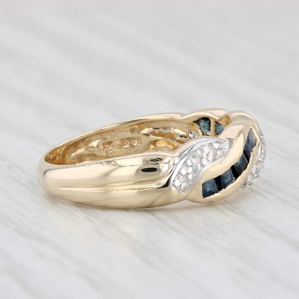 Light Gray 0.61ctw Blue Sapphire Diamond Woven Ring 14k Yellow Gold Size 6