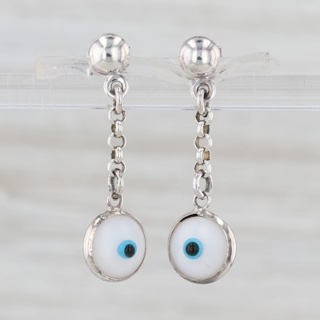 All Seeing Eye Dangle Earrings Sterling Silver Drops Eye of Deity