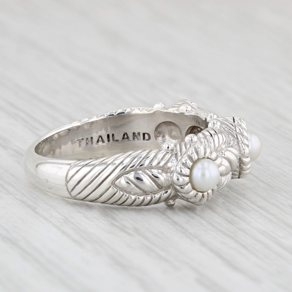 Light Gray Judith Ripka Cultured Pearl Flower Ring Sterling Silver Size 7