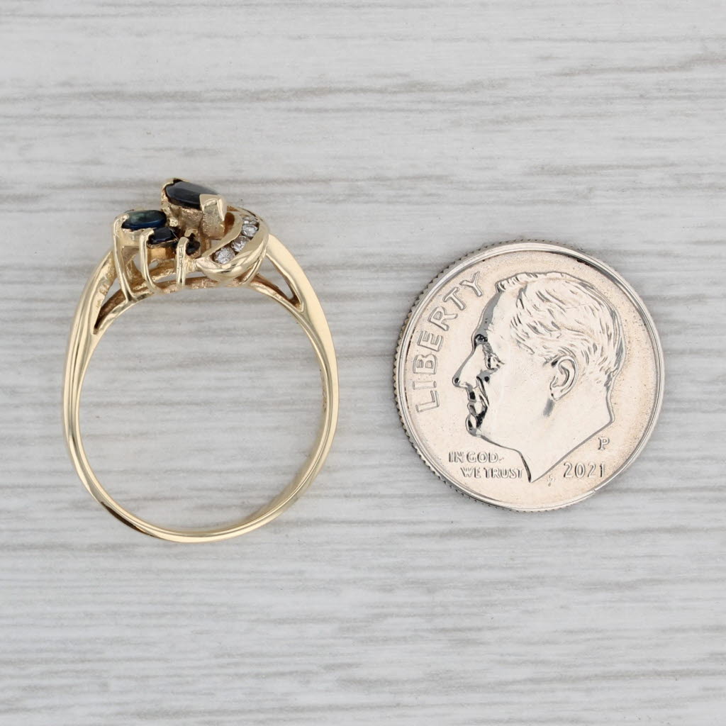 Gray 0.62ctw Blue Sapphire Diamond Ring 14k Yellow Gold Size 6