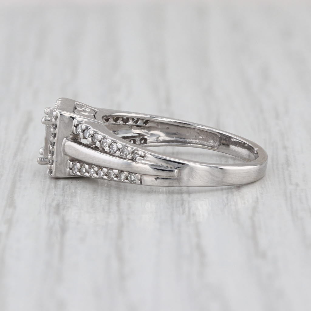 0.39ctw Diamond Halo Engagement Ring 10k White Gold Size 7