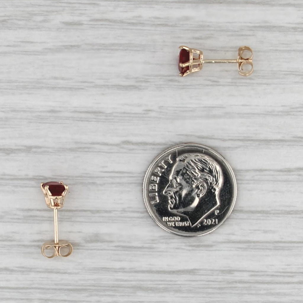0.56ctw Fire Opal Stud Earrings 14k Yellow Gold Oval Solitaire Studs