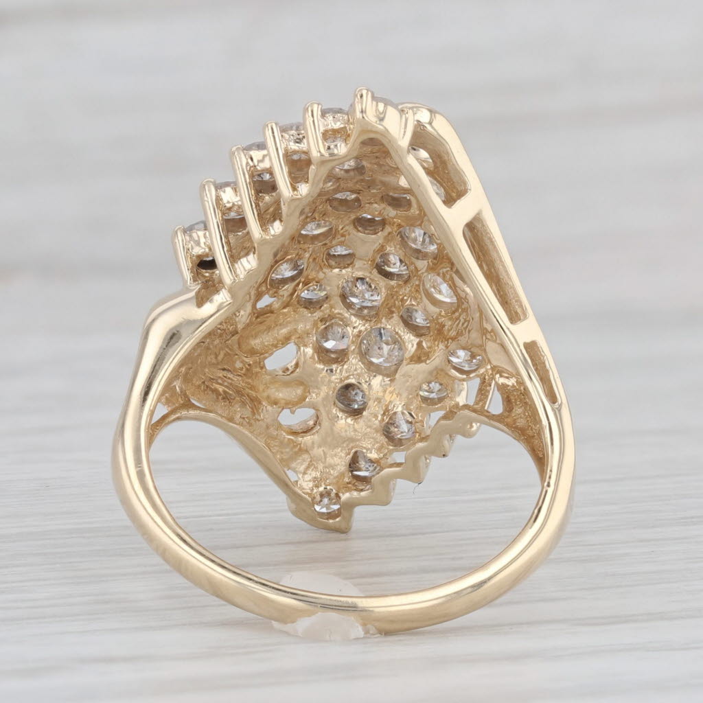 Gray 1.70ctw Diamond Cluster Bypass Ring 10k Yellow Gold Cocktail Size 7.5