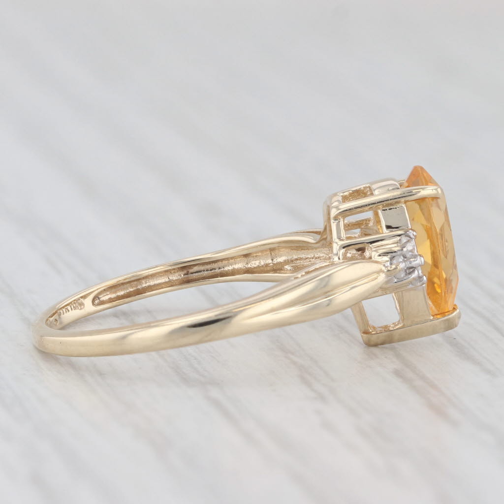 Light Gray 1.08ctw Orange Pear Citrine Diamond Ring 10k Yellow Gold Size 7 Teardrop