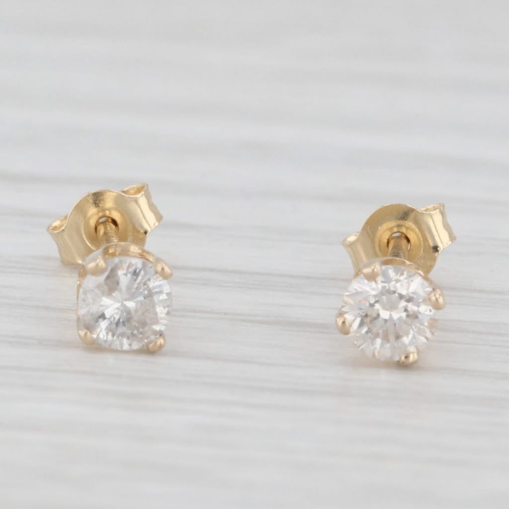 Light Gray 0.30ctw Round Solitaire Diamond Stud Earrings 14k Yellow Gold