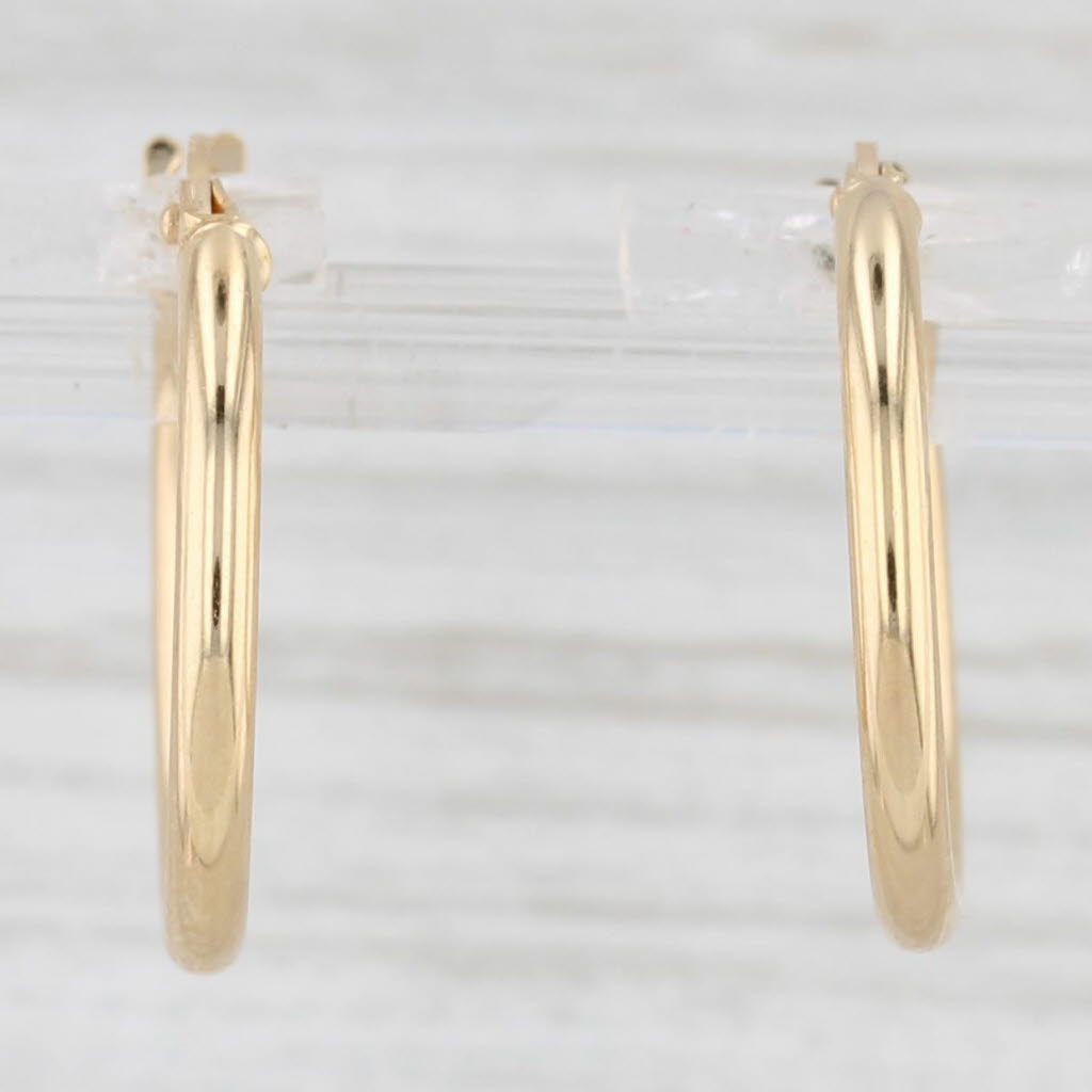 New Round Hoop Earrings 14k Yellow Gold Snap Top Hoops 2 x 18 mm