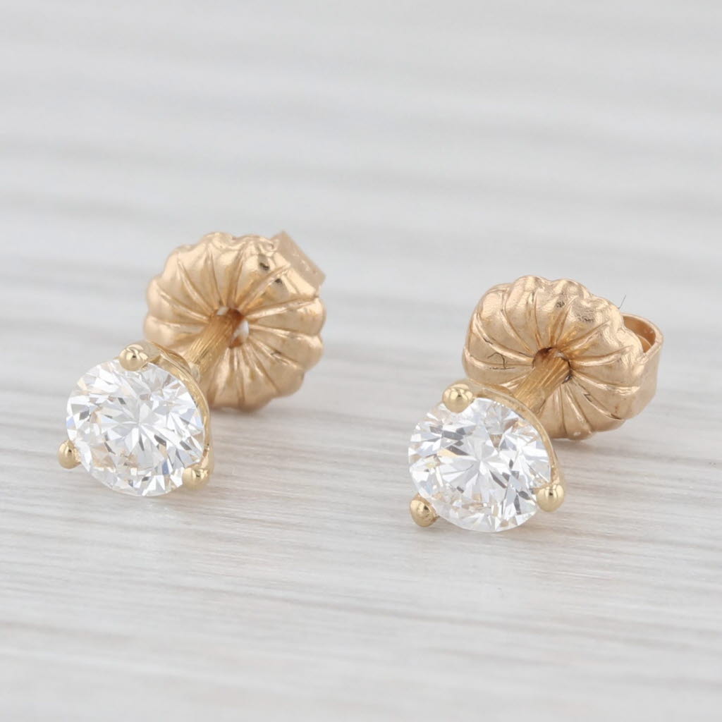 Light Gray New 0.50ctw VS Lab Created Diamond Stud Earrings 14k Gold Round Solitaire Studs
