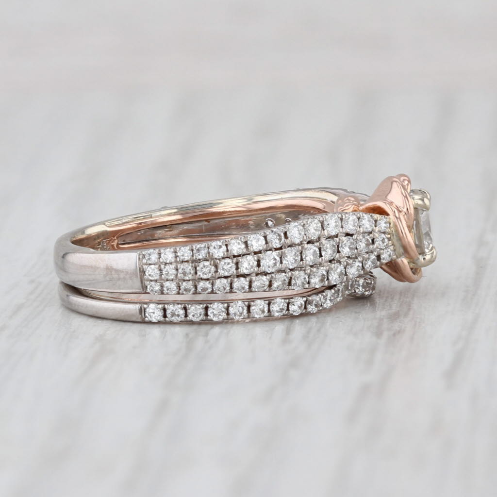 1.53ctw Diamond Engagement Ring Wedding Band Bridal Set 14k Rose White Gold