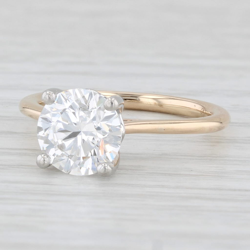 Light Gray 2.14ct Lab Created Diamond Solitaire Ring 14k Yellow Gold Size 6.5 GIA VVS2 G