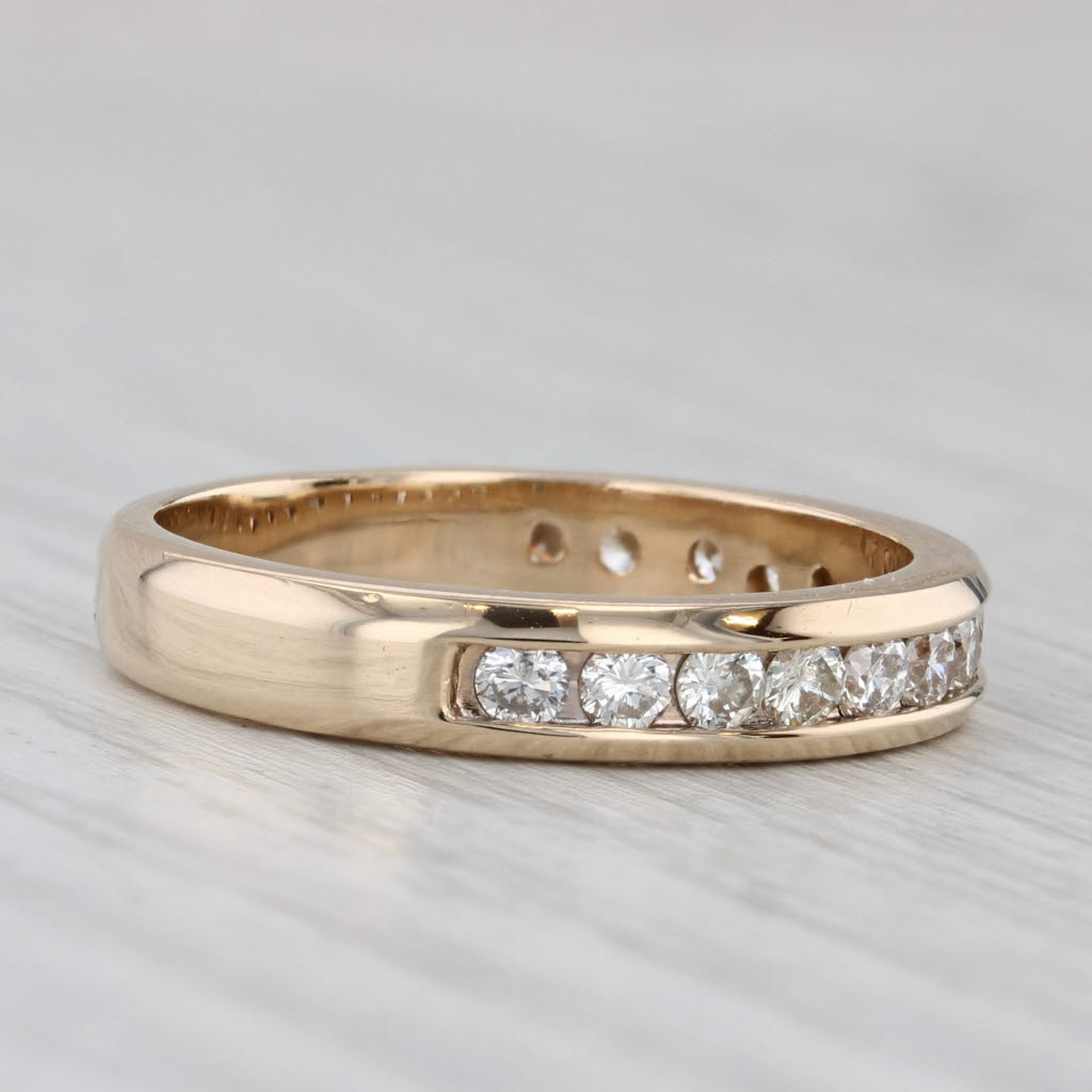 Light Gray 0.75ctw Channel Set Diamond Wedding Band 14k Yellow Gold Men's Ring
