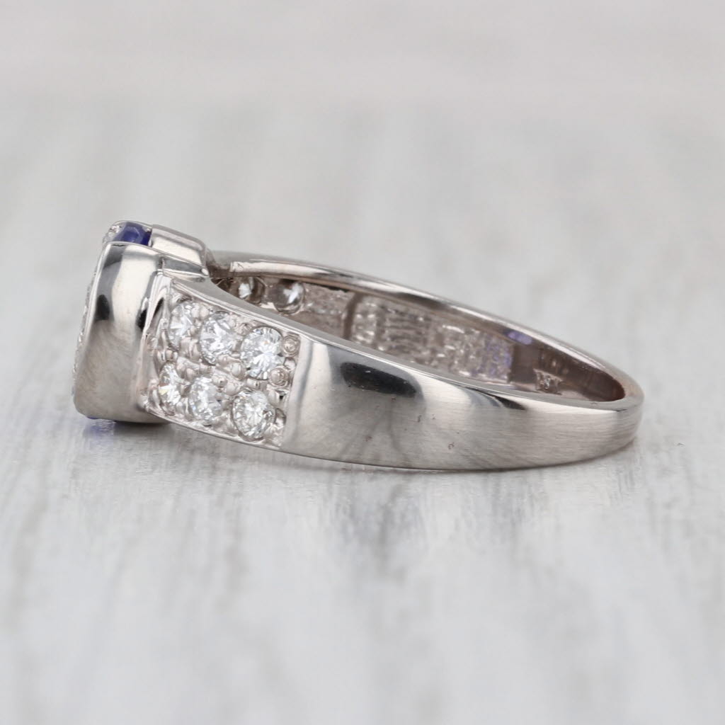 2.02ctw Oval Tanzanite Diamond Ring 18k White Gold Size 7.75