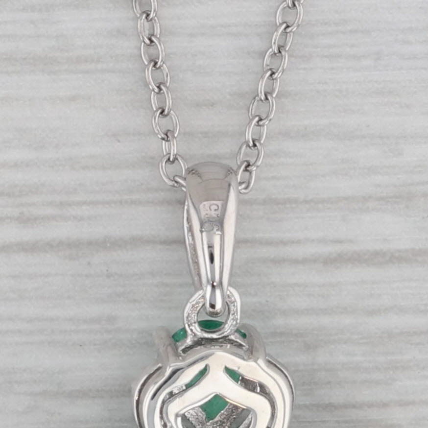 Gray 2.08ctw Emerald Zircon Flower Pendant Necklace Sterling Silver 19.5" Cable Chain