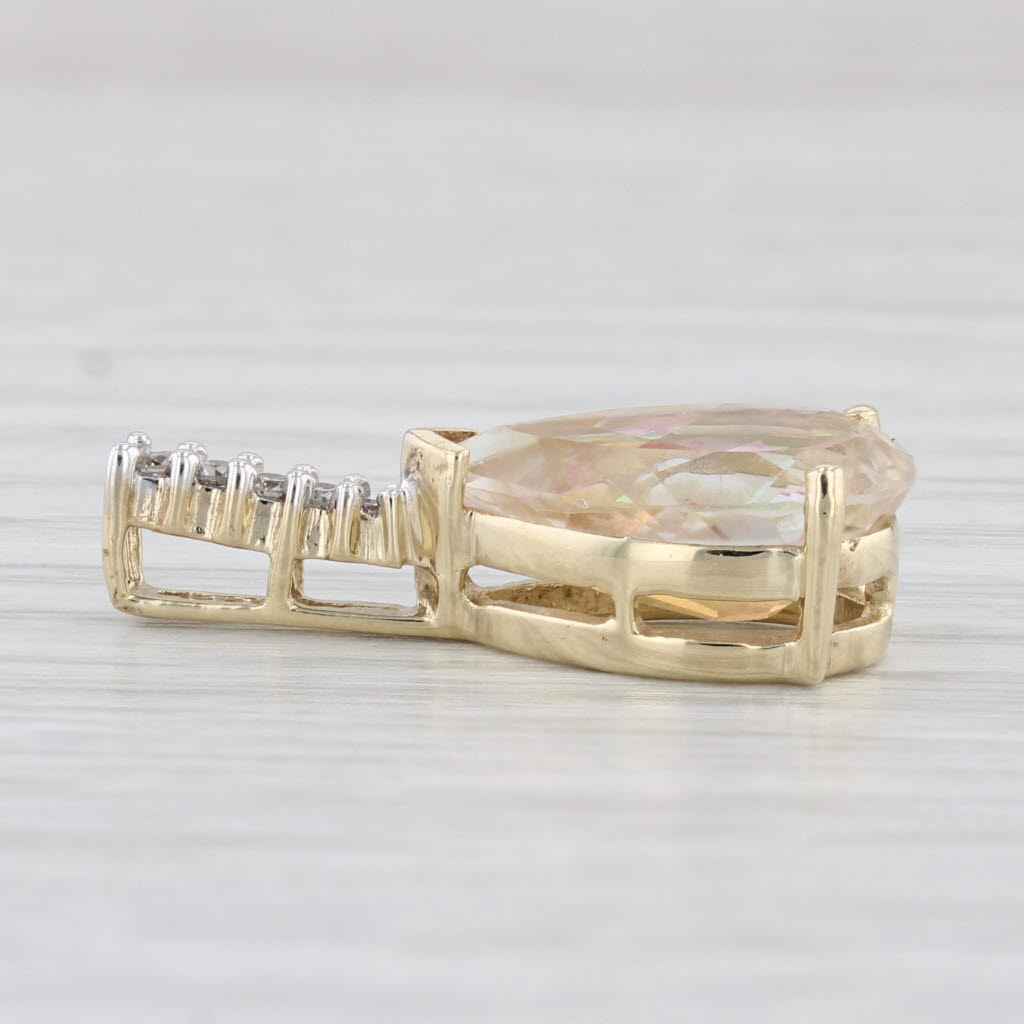 Light Gray 5.46ctw Pear Mystic Topaz Diamond Pendant 10k Yellow Gold