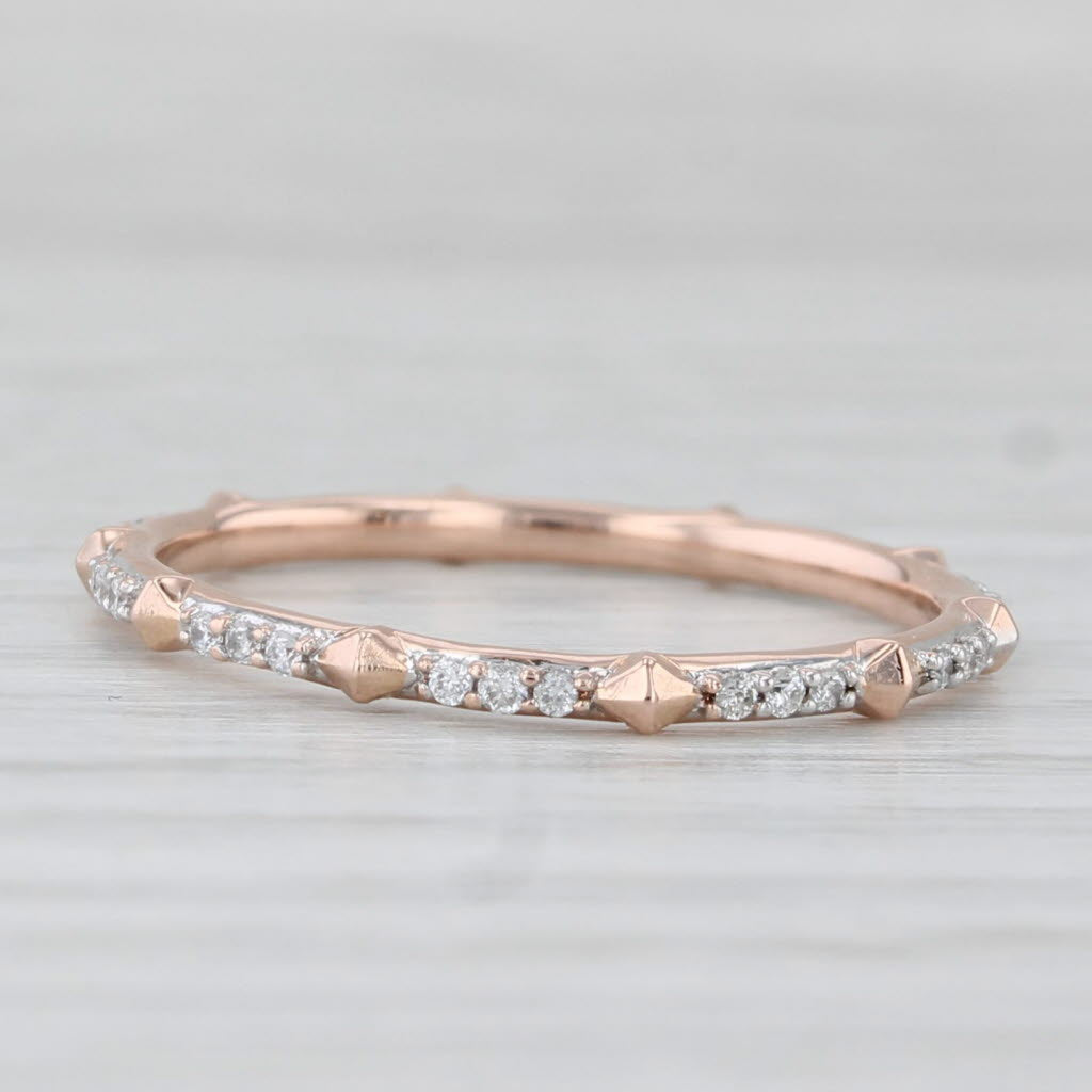 Light Gray 0.15ctw Diamond Wedding Ring 14k Rose Gold Stackable Eternity Band Size 7.25