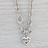 Gray Judith Ripka Diamond Heart Pendant Necklace Sterling Silver 18k Gold 16.5"