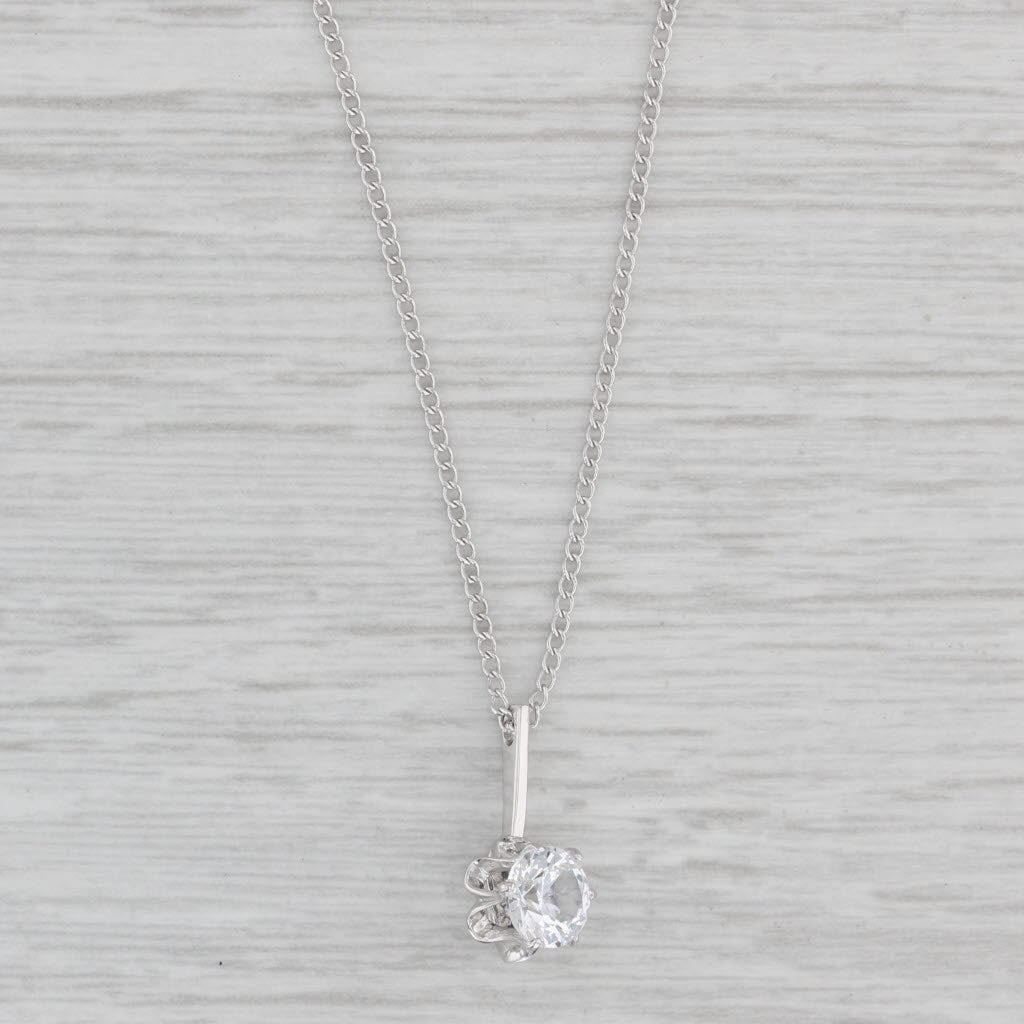 Gray Lab Created Spinel Solitaire Drop Pendant Necklace 14k 10k White Gold 17"
