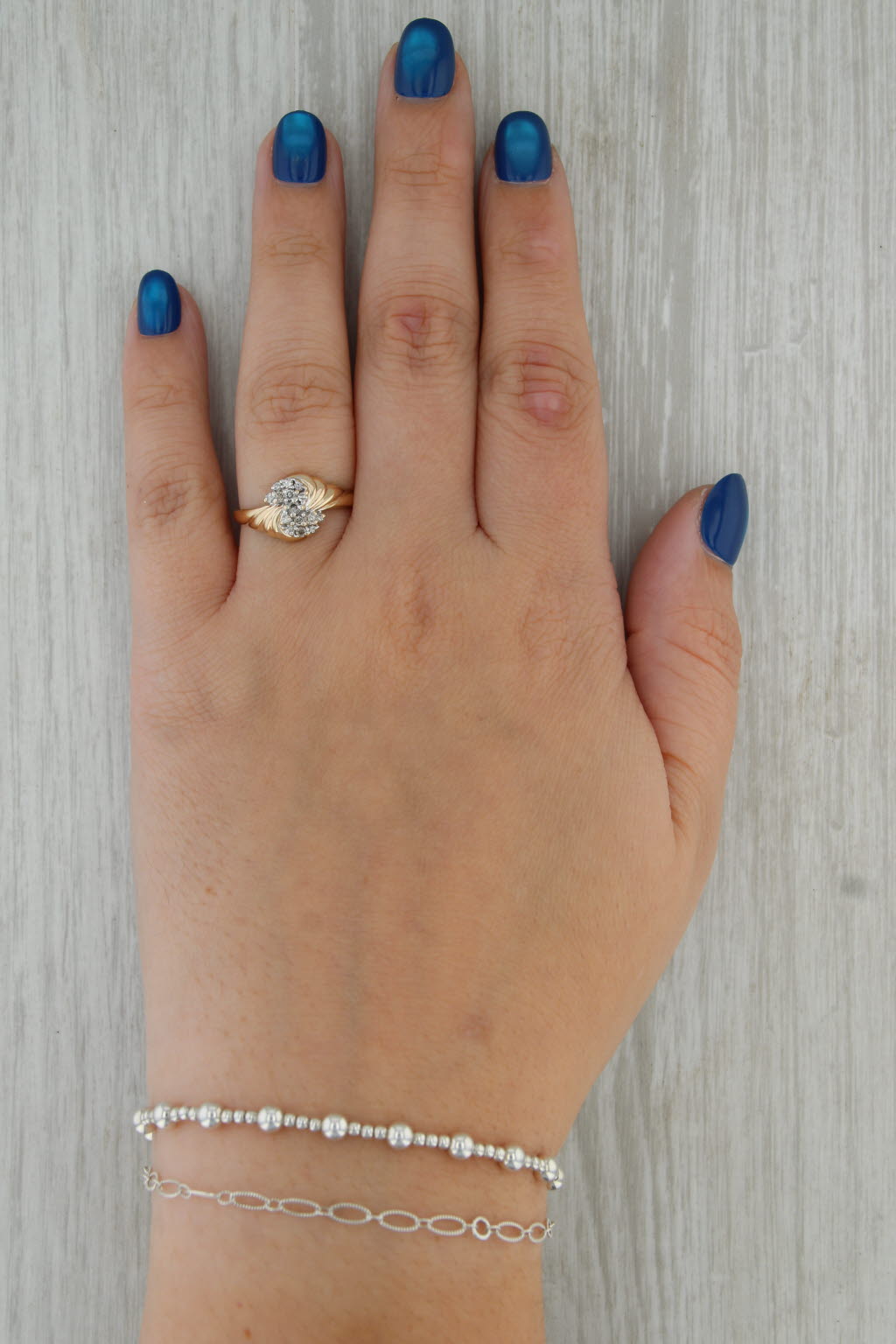 0.23ctw Diamond Cluster Bypass Ring 10k Yellow Gold Size 7