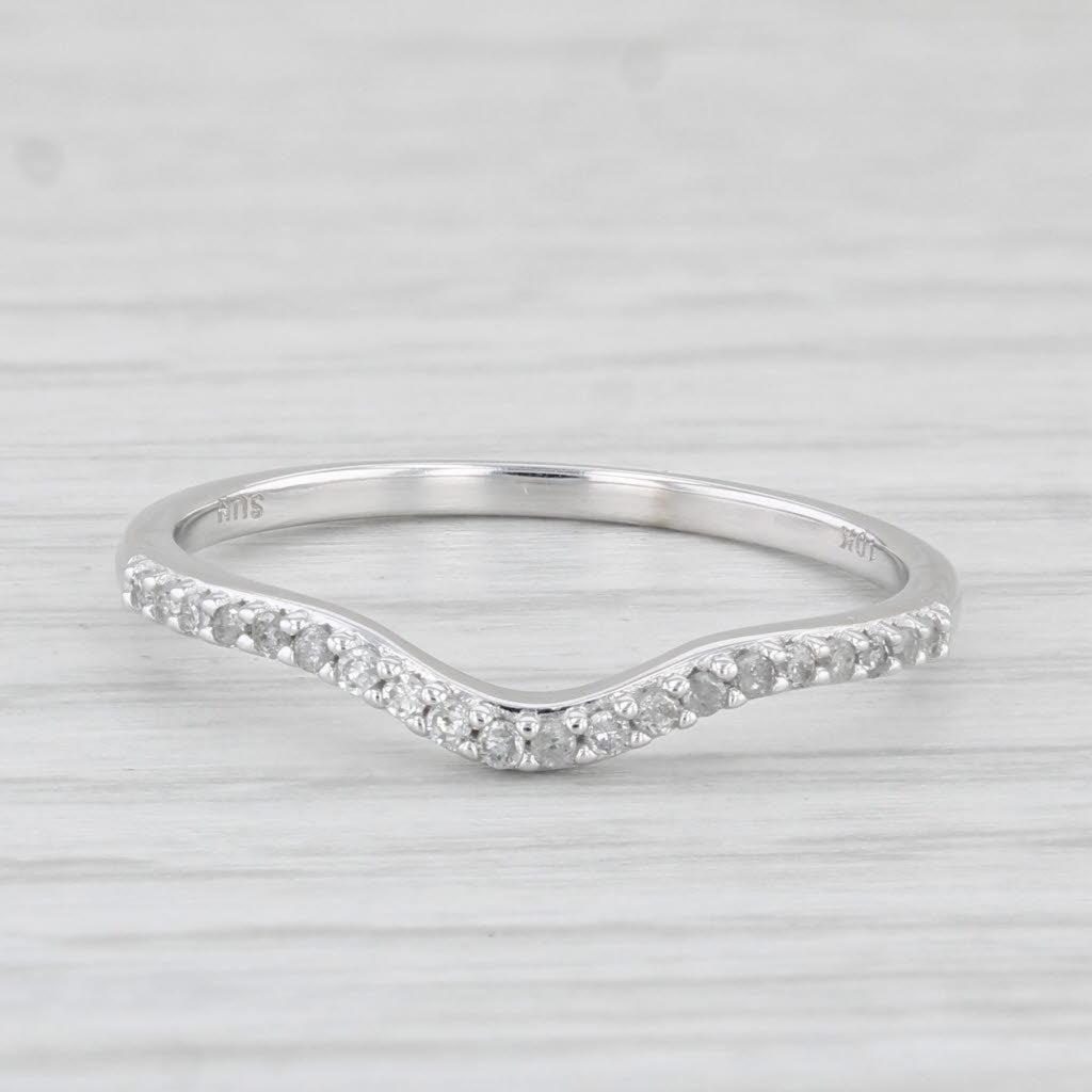 Light Gray Contoured Wedding Band Guard 10k White Gold Size 7 Stackable Ring
