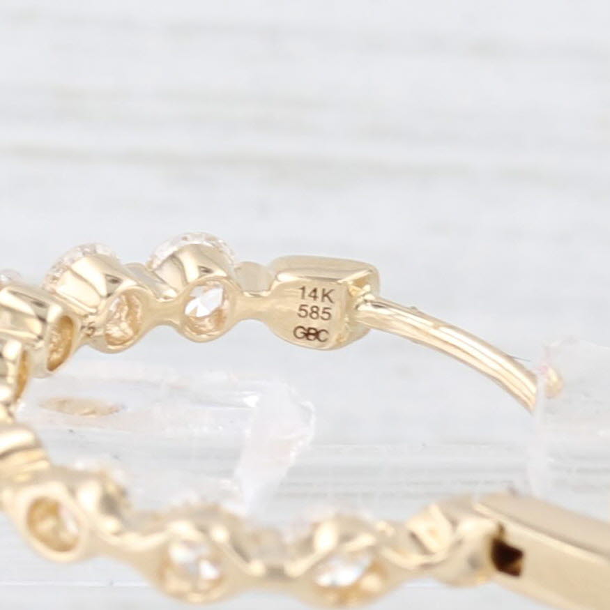 Antique White New 1.51ctw Diamond Inside Out Hoop Earrings 14k Yellow Gold Round Hoops