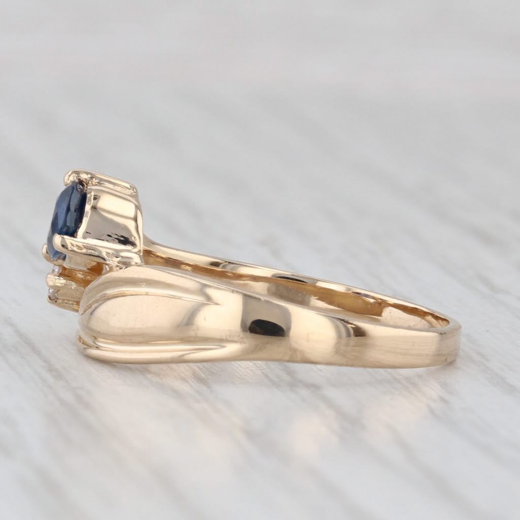 Light Gray 0.46ctw Pear Blue Diamond Bypass Ring 14k Yellow Gold Size 7.75