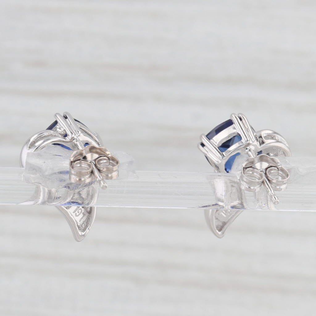 Light Gray 2.70ctw Lab Created Blue Sapphire Earrings10k White Gold