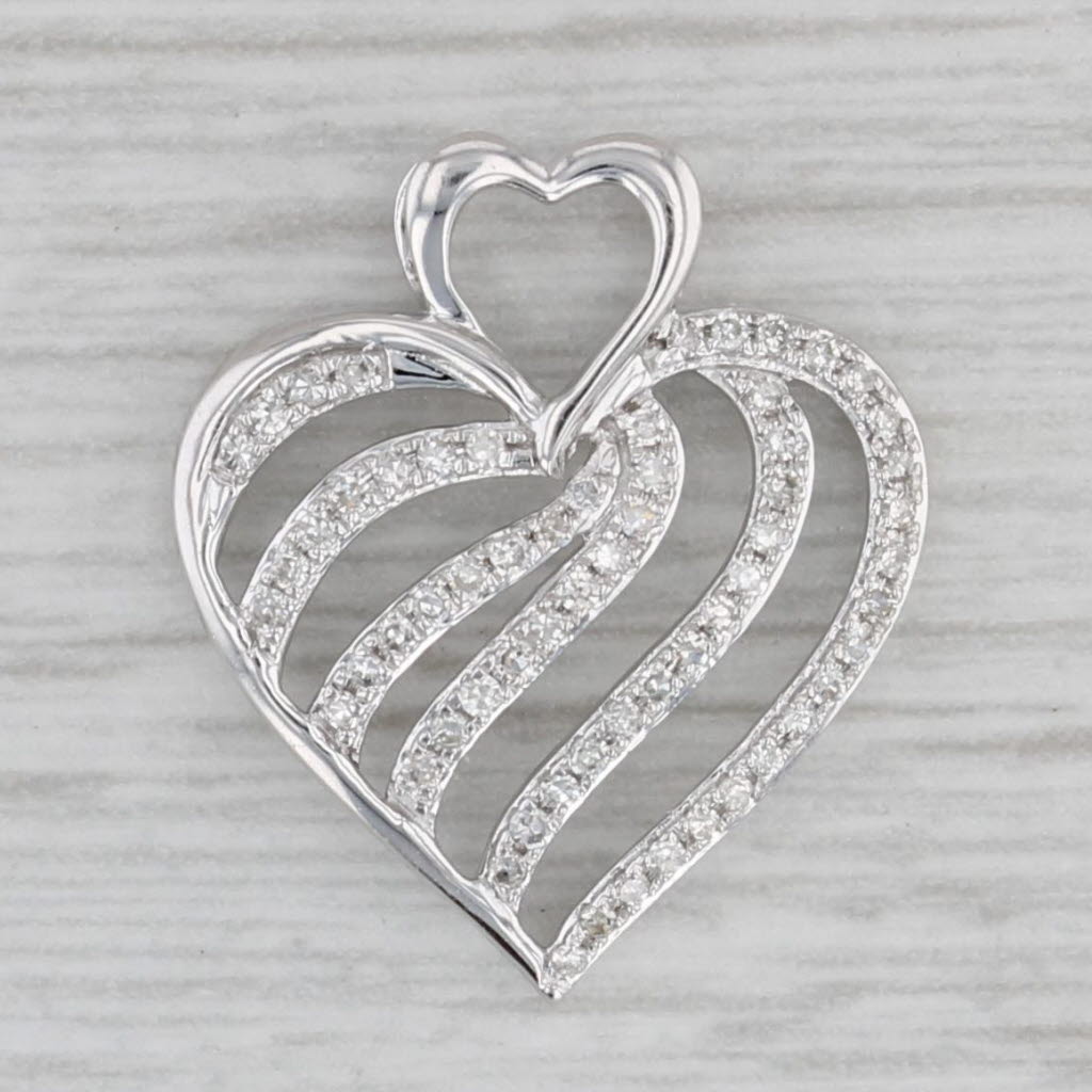 Gray 0.16ctw Diamond Heart Pendant 10k White Gold