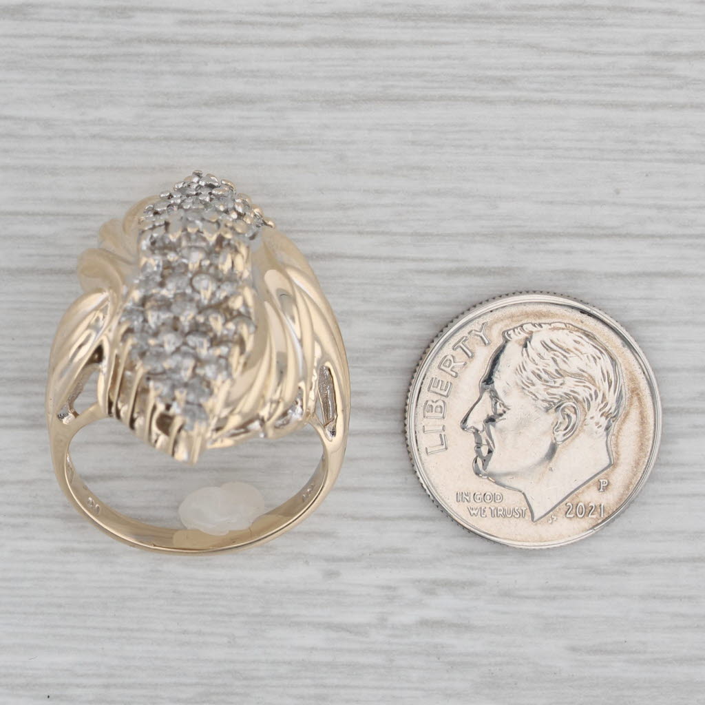 Gray 0.75ctw Diamond Cluster Ring 10k Yellow Gold Size 7 Cocktail
