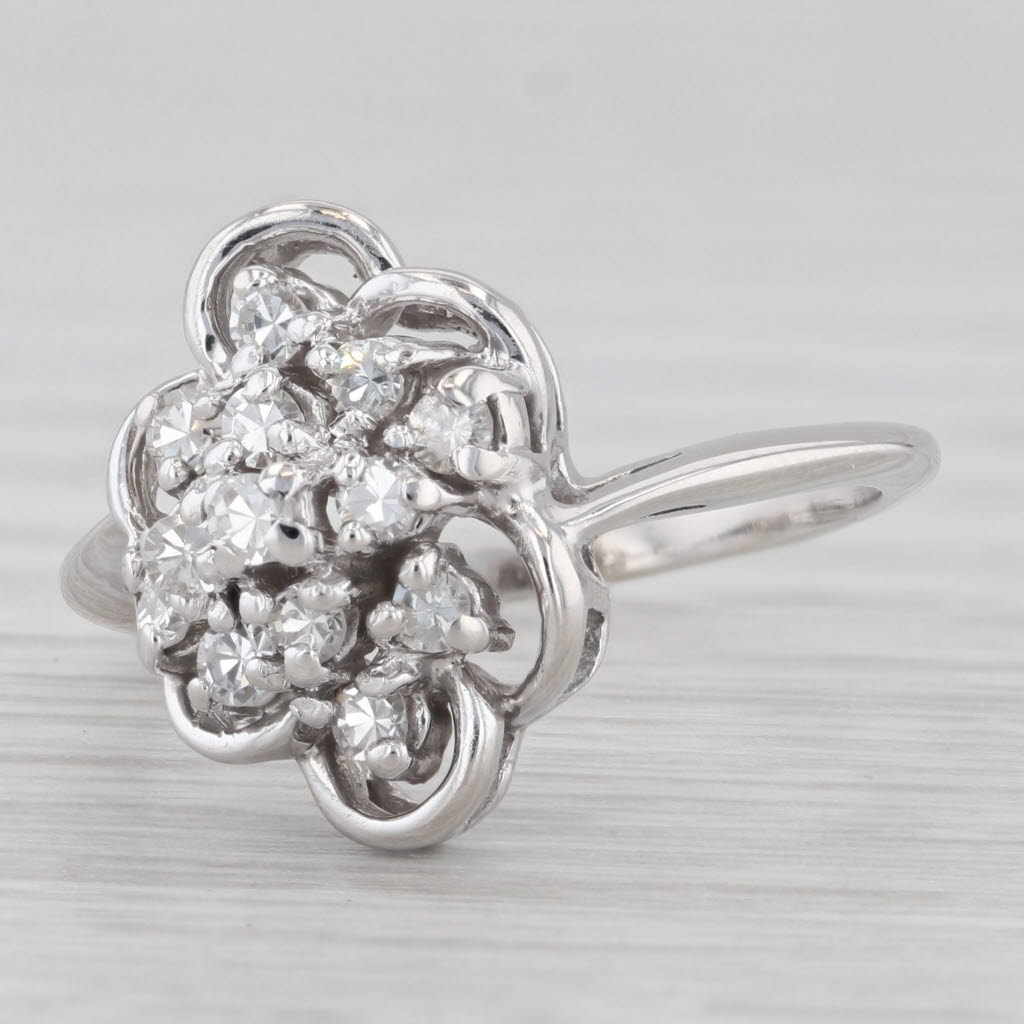 Light Gray 0.33ctw Diamond Cluster Ring 14k White Gold Size 7