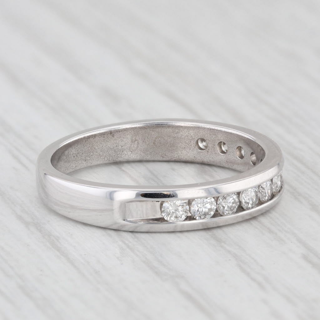 Light Gray 0.48ctw Diamond Wedding Band 10k White Gold Size 7 Stackable Anniversary Ring