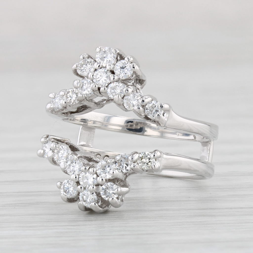 Light Gray 0.60ctw Diamond Ring Jacket 14k White Gold Size 5.25 Wedding Band Guard Wrap