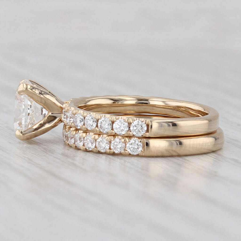Light Gray 1.86ctw Oval Diamond Engagement Ring Wedding Band Bridal Set 14k Gold GIA