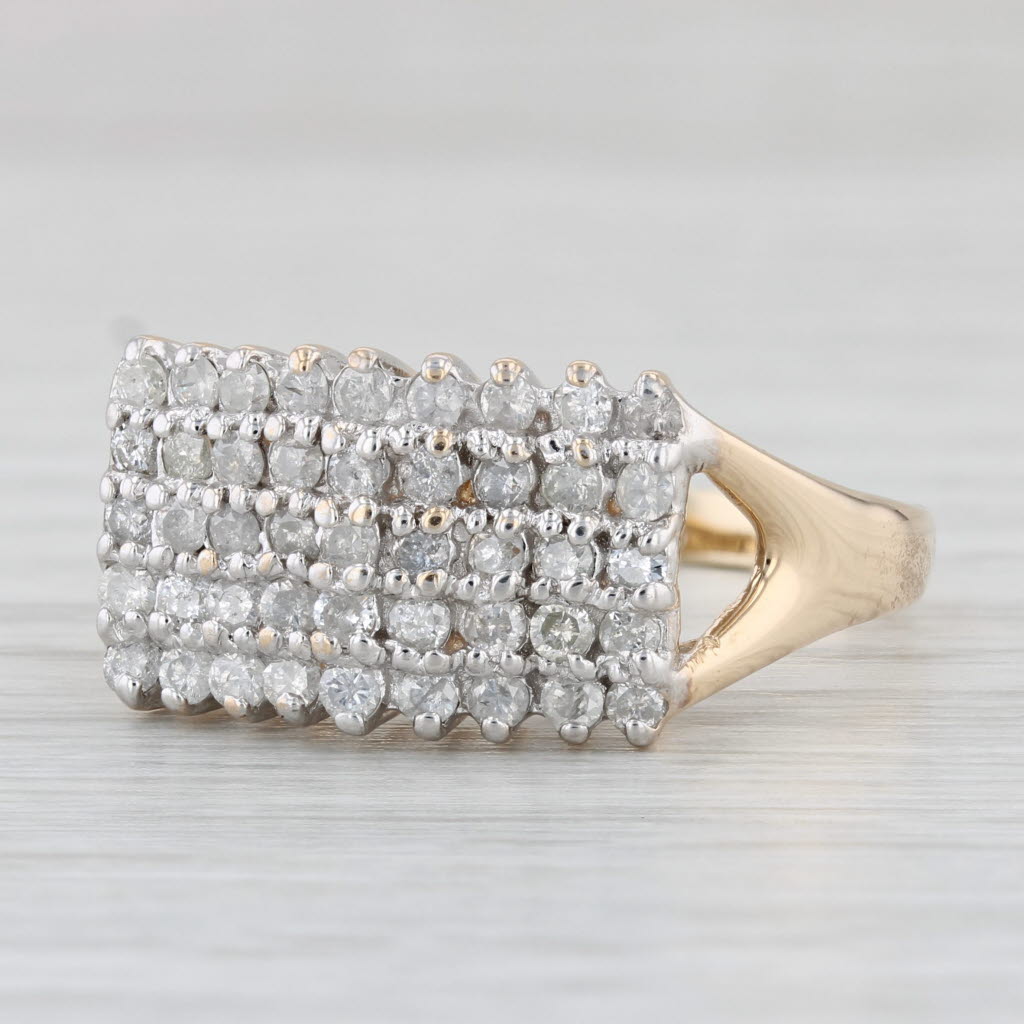 Light Gray 1ctw Pave Diamond Cluster Ring 14k Yellow Gold Size 11