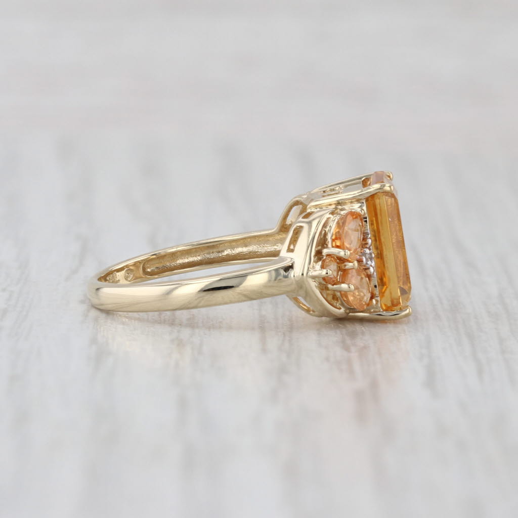 3.55ctw Orange Garnet Citrine Diamond Ring 10k Yellow Gold Size 6