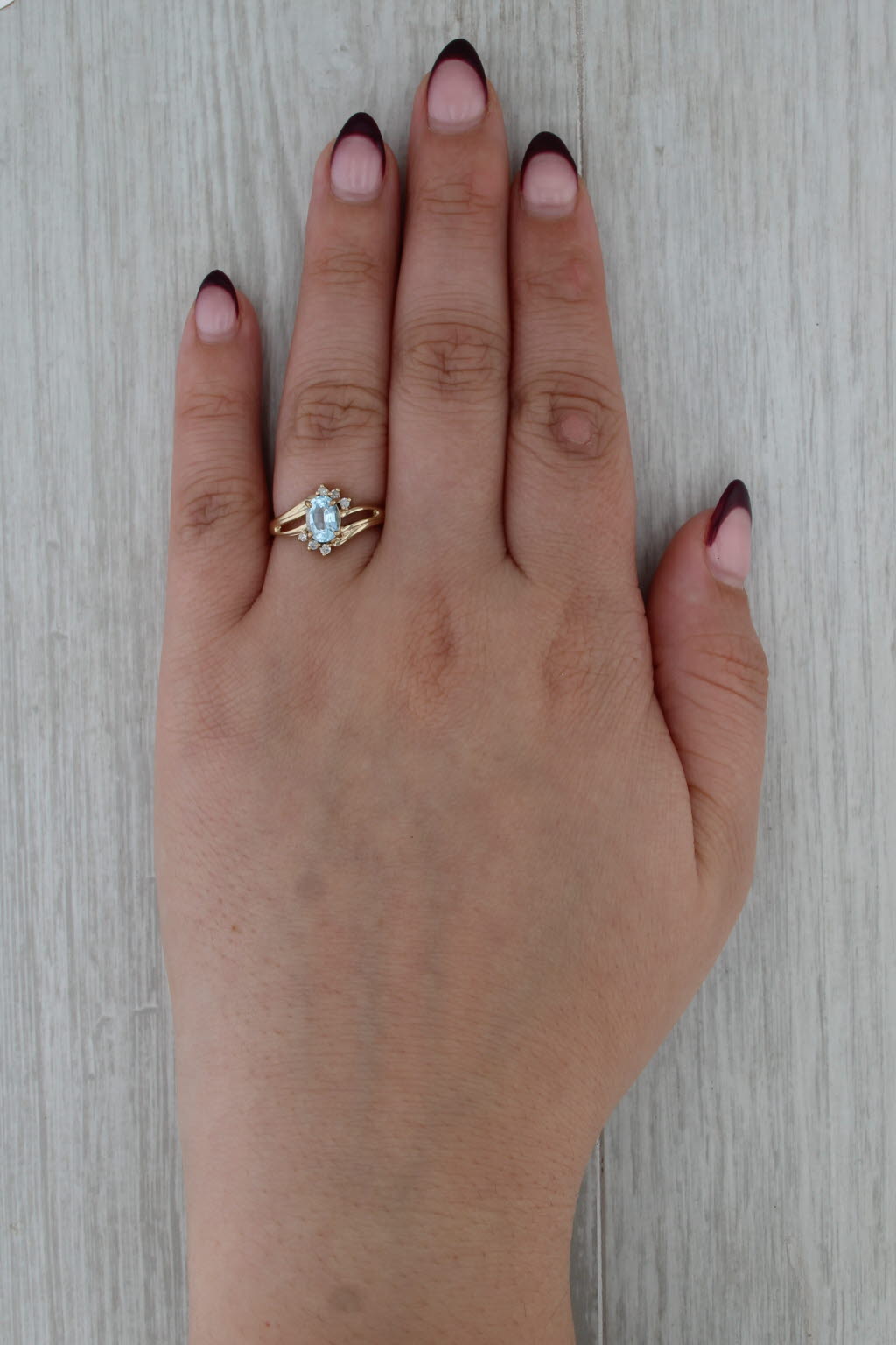 1.03ctw Blue Topaz Diamond Ring 10k Yellow Gold Size 7