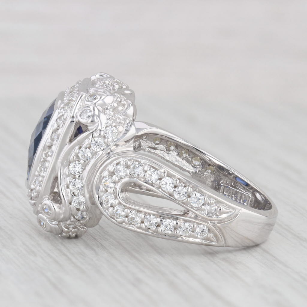Light Gray 7.44ctw Lab Created Blue Sapphire Cubic Zirconia Ring 14k Gold Size 9 Cocktail