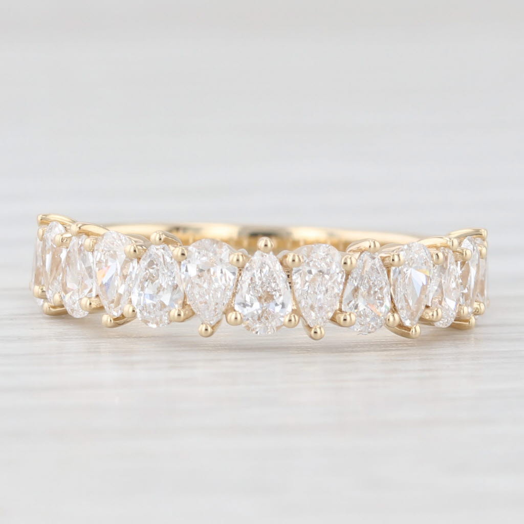 New 1.31ctw Lab Grown Pear Diamond Ring Wedding Stackable Band 14k Gold Size 6.5