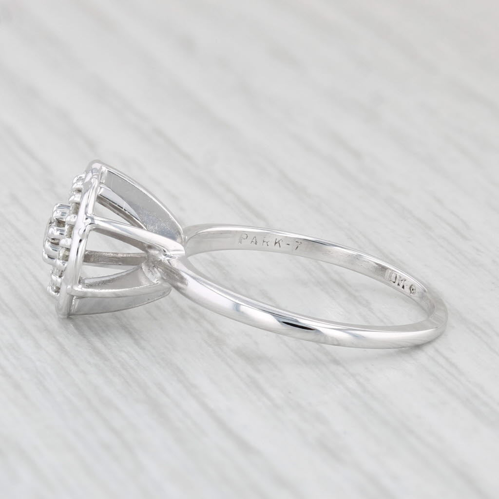 Light Gray 0.44ctw Diamond Cluster Ring 10k White Gold Vintage Engagement Size 7.5