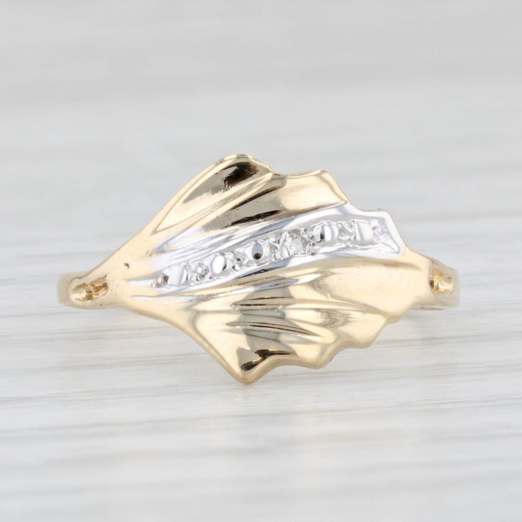 Light Gray Diamond Accented Flourish Ring 14k Yellow Gold Size 5.75