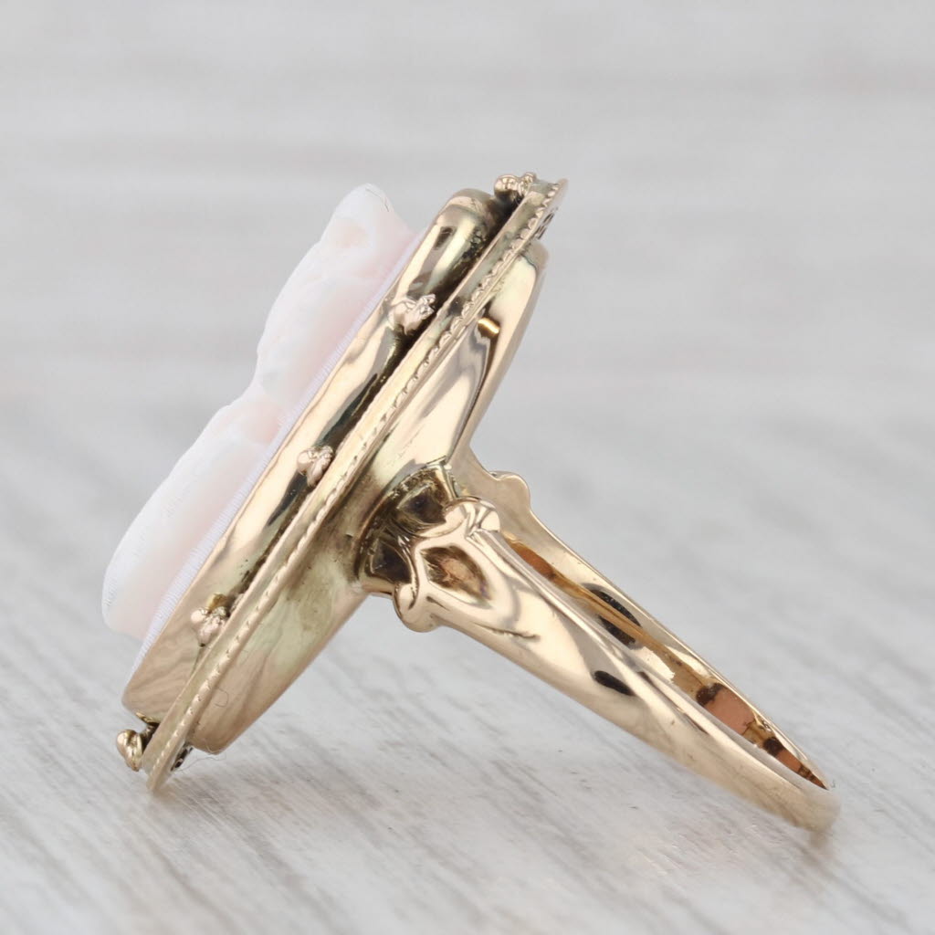 Gray Vintage Carved Shell Cameo Ring 10k Yellow Gold Size 5.75 Figural Bust