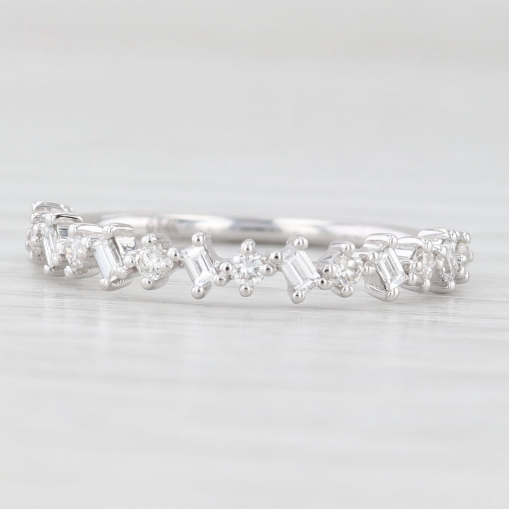Light Gray New 0.30tw Diamond Wedding Band 14k White Gold Stackable Anniversary Ring 6.5