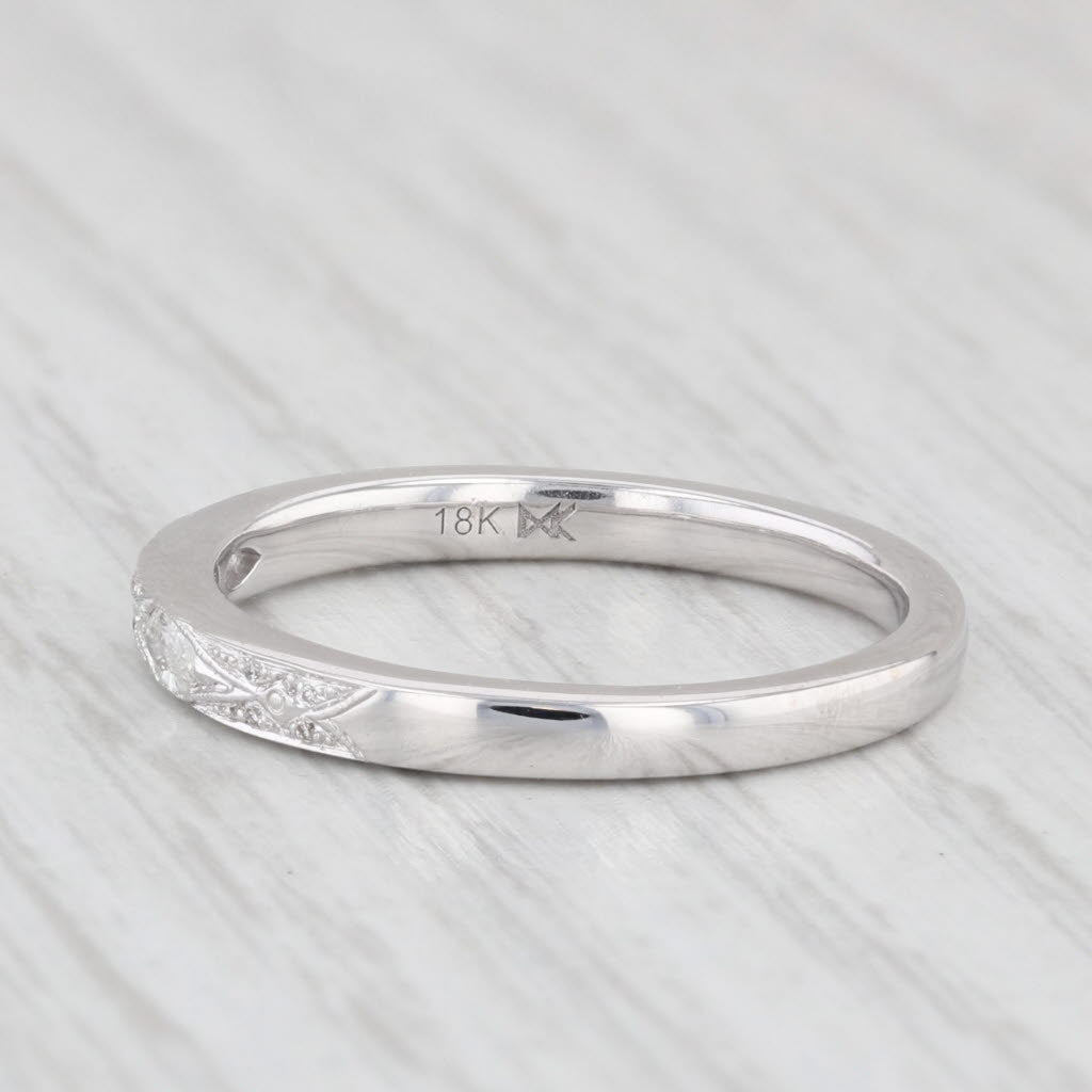 Light Gray New Beverley K 0.10ctw Wedding Band 18k White Gold Stackable Ring Size 6.75