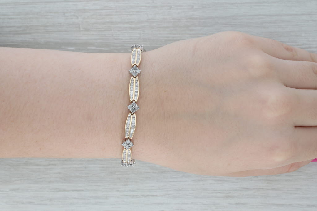 Dark Gray 7" 5.70ctw Diamond Tennis Bracelet 14k White Yellow Gold 7.4mm
