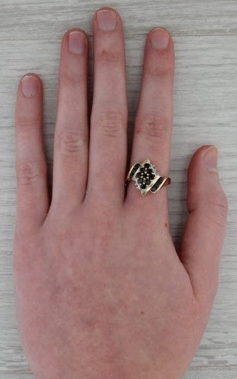 1.03ctw Blue Sapphire Diamond Cluster Ring 10k Yellow Gold Size 7 Bypass