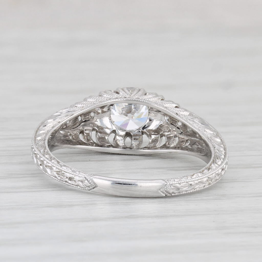 Light Gray New Beverley K Round Semi Mount Diamond Ring 18k White Gold Size 6.5 Filigree
