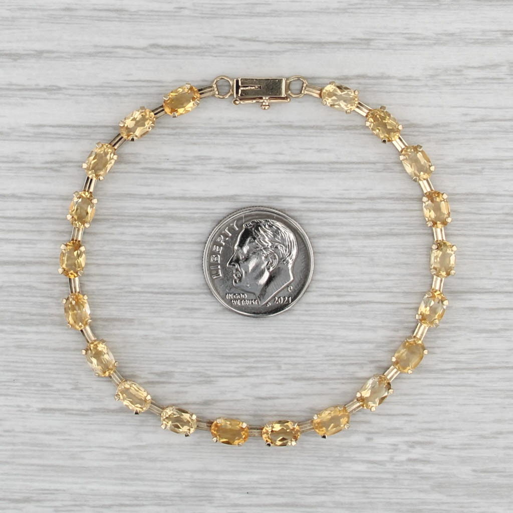 8.60ctw Citrine Tennis Bracelet 10k Yellow Gold 7" 4.2mm