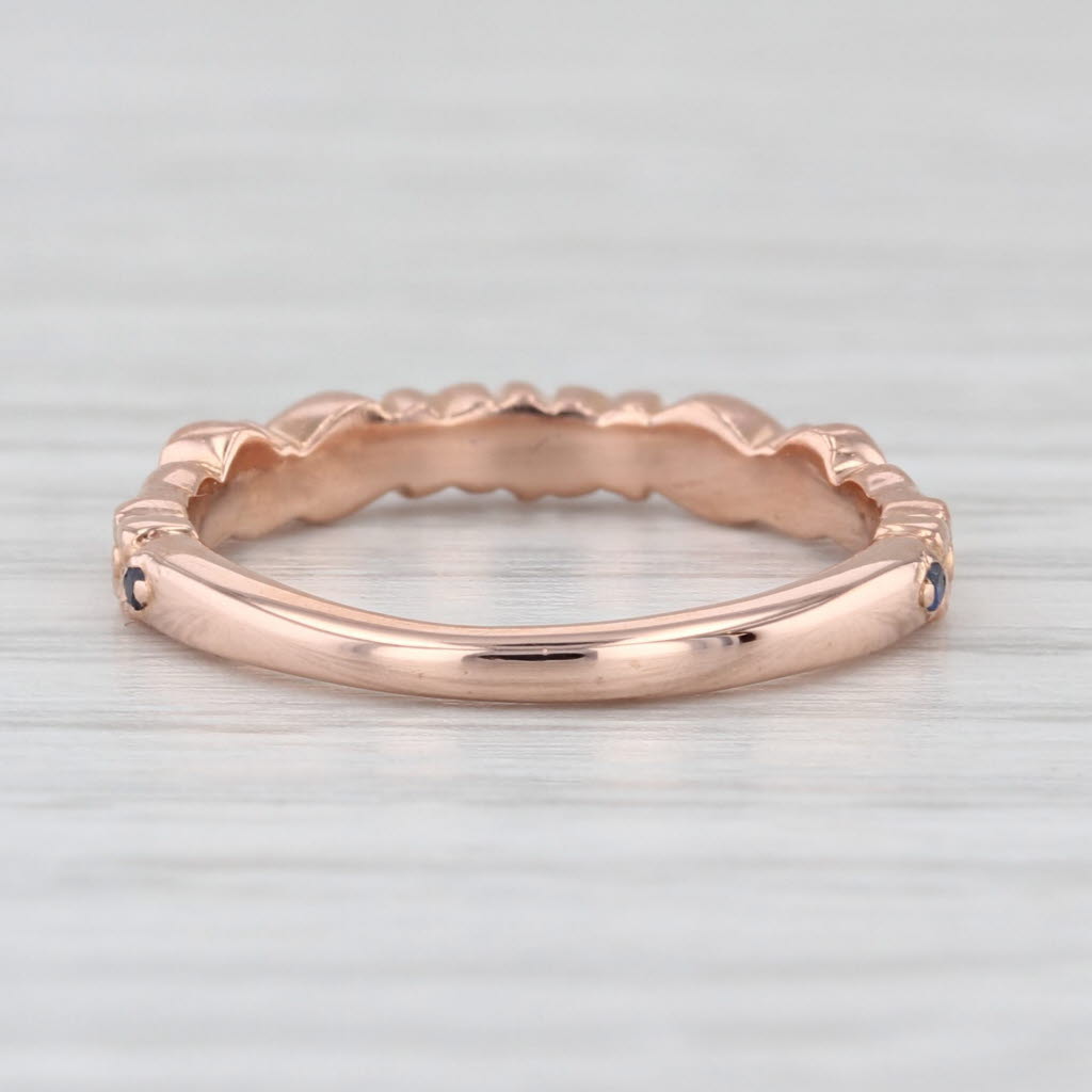 Vintage Blue Stone Emerald Ring 14k Rose Gold Stackable Band Size 4.5 Bridal