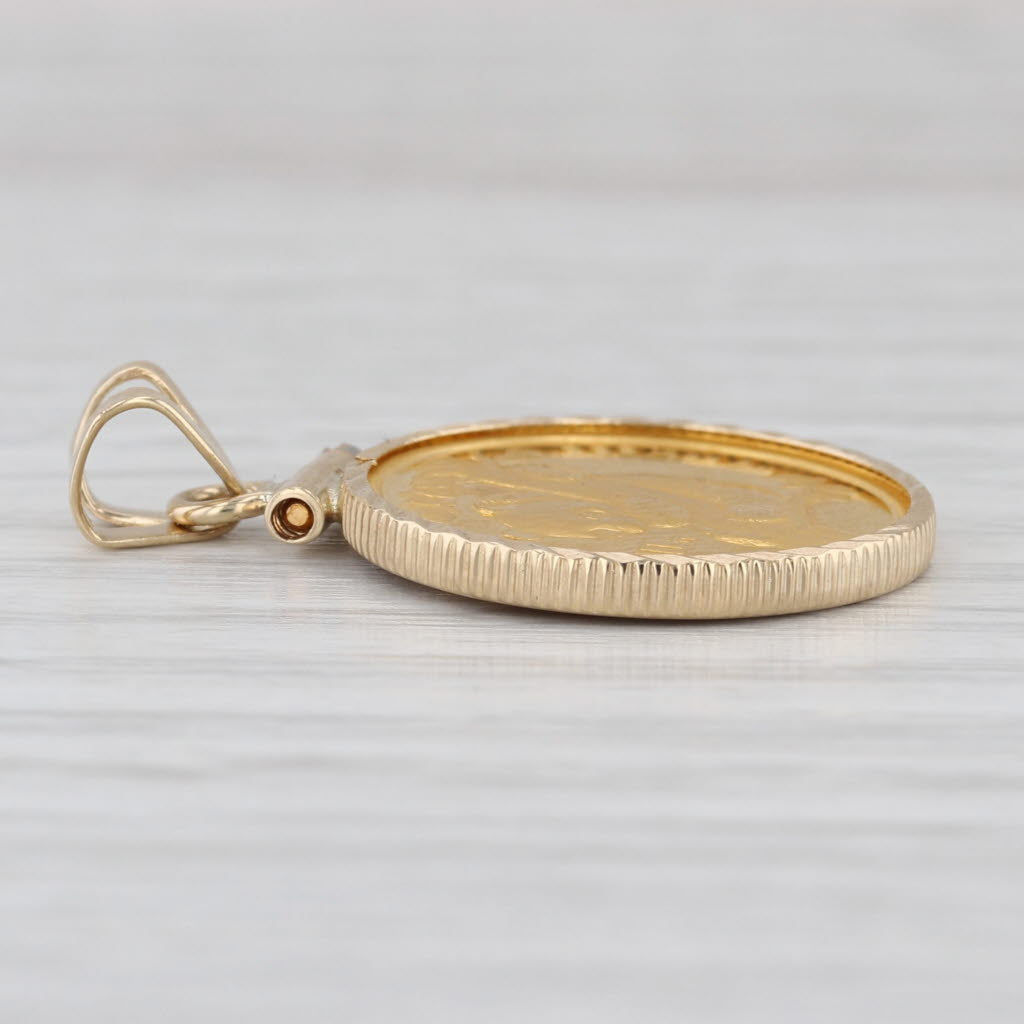 1996 1/10oz 999 Fine Gold 10 Yuan Gold Chinese Panda Coin Pendant 14k Bezel